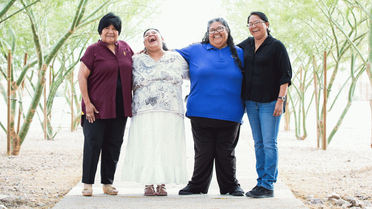 Gila River Culture and Language Teacher Cohort members pose for a group photos