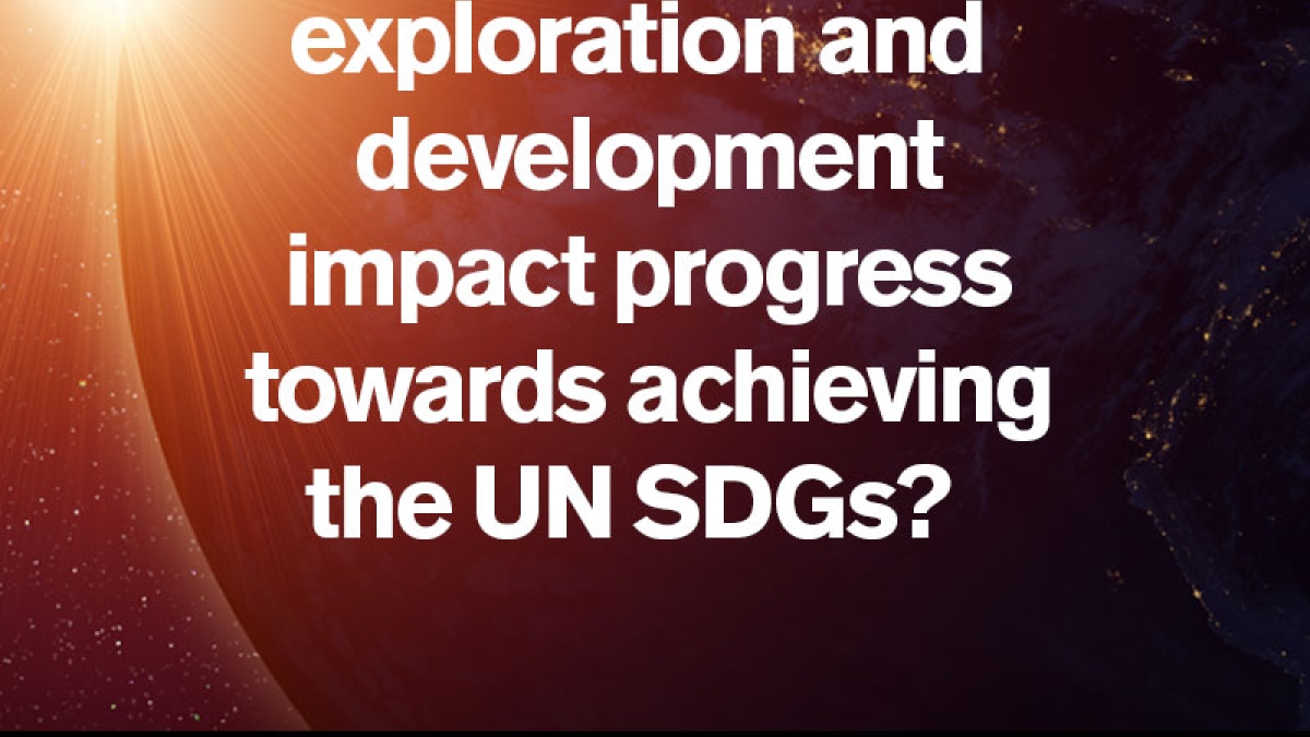 ASU Interplanetary Initiative event poster, reading "How does space exploration and development impact progress toward achieving the UN SDGs?" 