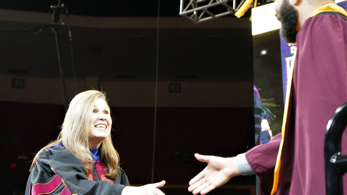 Cynthia Lietz, dean, Watts College, Watts College of Public Service and Community Solutions, ASU, convocation, spring 2022