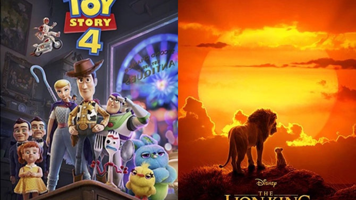 Movie posters for Toy Story 4 and Lion King