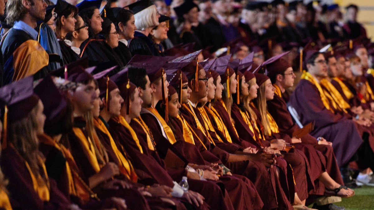 row of students during ASU undergraduate commencement ceremony