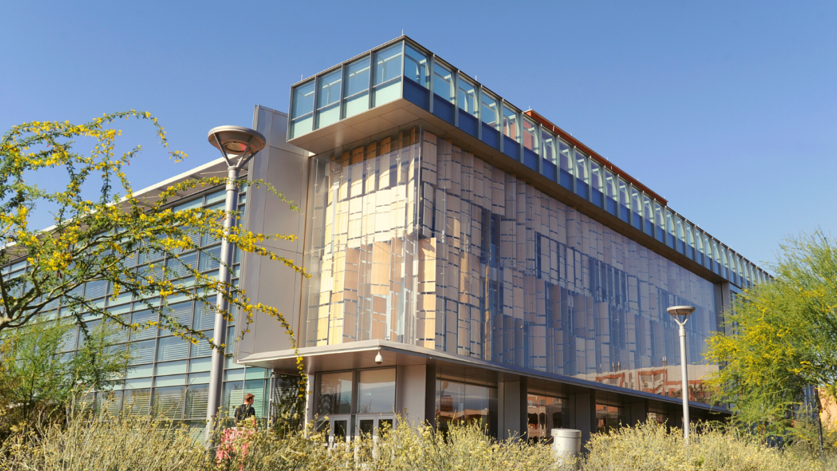Exterior view of ASU's Biodesign Building.