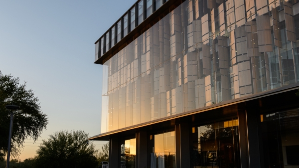 A building at sunset