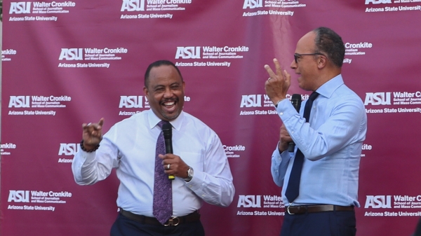 Cronkite School Dean Battinto L. Batts Jr. and NBC Nightly News anchor Lester Holt