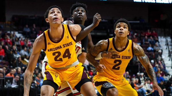 ASU basketball players during a game