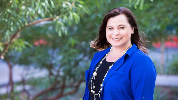 ASU professor and historian Denise E. Bates outdoors at ASU's Downtown Phoenix campus