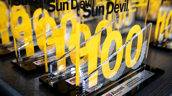 Sun Devil 100 honoree plaques displayed 