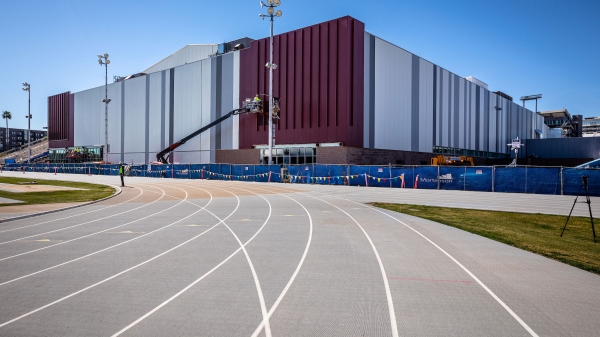 Exterior photo of the new ASU multipurpose arena under construction