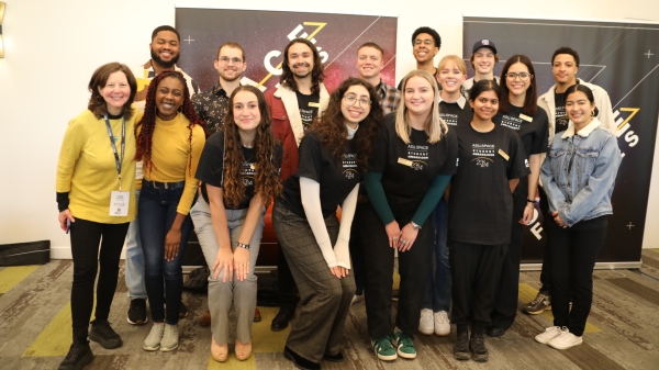 Group of ASU Space Student Ambassadors posing with space industry leaders.