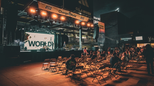 Photo of the stage and crowd at this year's Change the World competition.