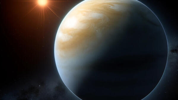 Large exoplanet orbiting a star.