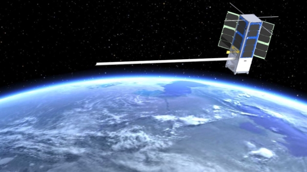 DORA satellite floating in space above Earth.