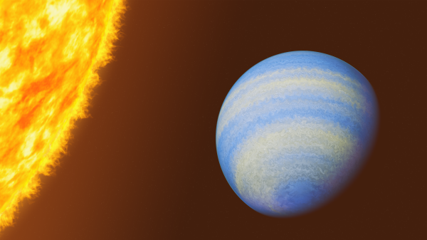 Planet next to a fiery mass.