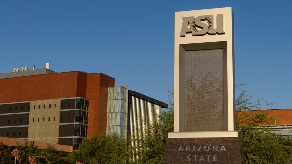 A sign with ASU across the top