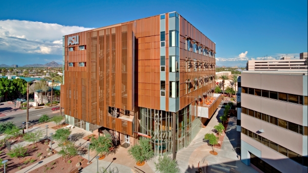 Exterior of ASU's Health North Building on the Downtown Phoenix campus