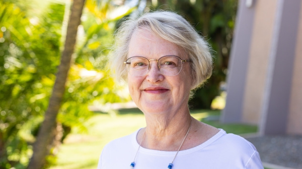 Photo of Patricia Rankin standing outside Armstrong Hall