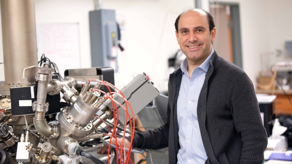 Seth Ariel Tongay, a professor of materials science and engineering in the School for Engineering of Matter, Transport and Energy, part of the Ira A. Fulton Schools of Engineering at Arizona State University, in his lab. He has been named an American Physical Society Fellow and appointed as a Navrotsky Professor of Materials Research.