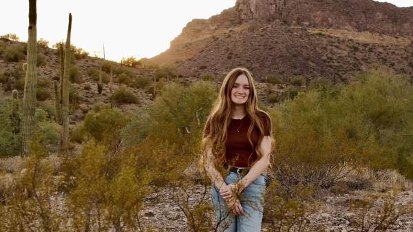 Photo of Gracie Thompson in the desert