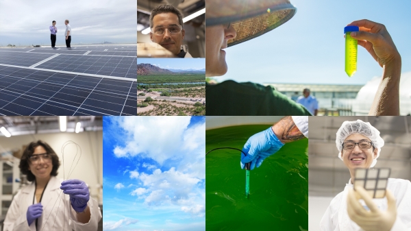 Collage of clean-energy tech