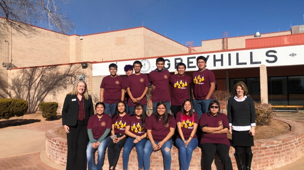 Greyhills Academy High School students in the first ASU Prep Digital partnership cohort at their school in Tuba City