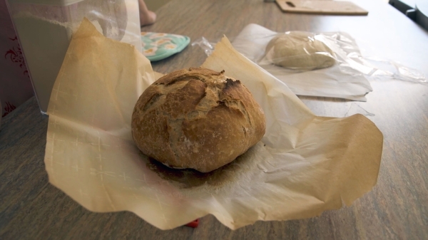 loaf of bread on table