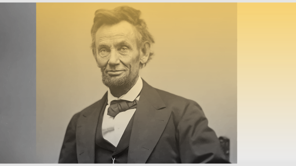 Black-and-white portrait of U.S. President Abraham Lincoln.
