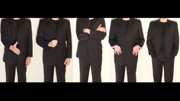 man displaying different body language