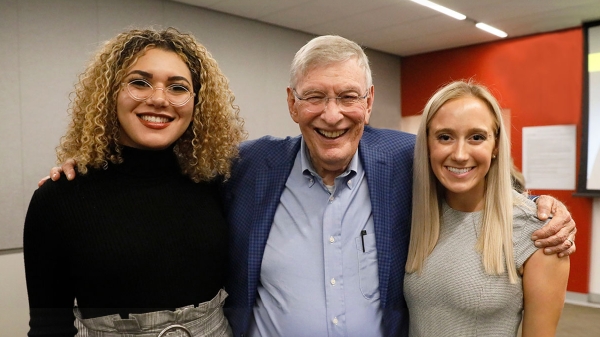 Photo of ASU Law student Jada Allender, MLB Commissioner Emeritus Bud Selig, and ASU Law student Heather Udowitch