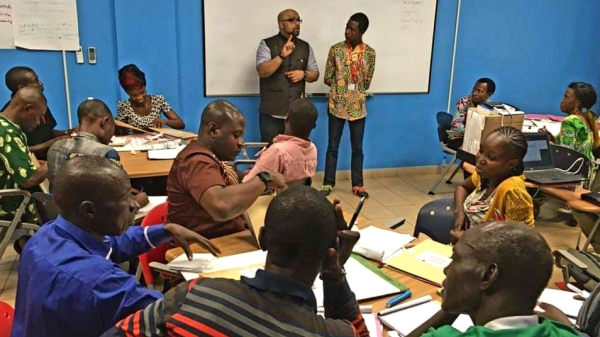 Faheem Hussain leads a workshop in the Central African Republic