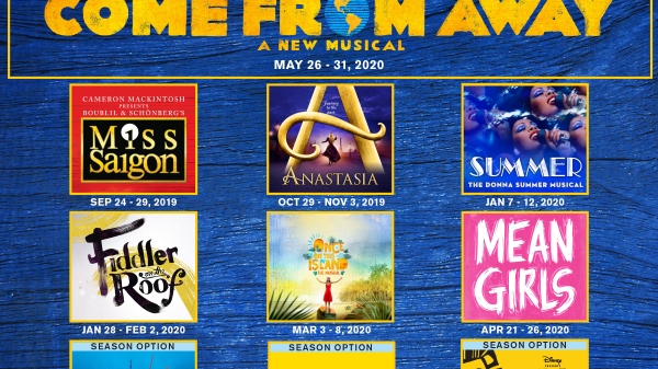 flyer featuring various Broadway logos
