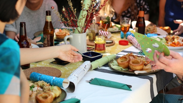 friends gathering at table