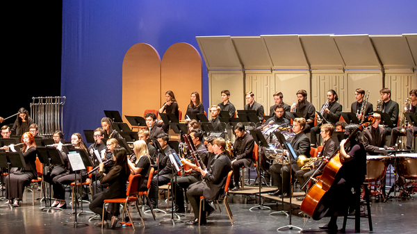 Symphony performing onstage.