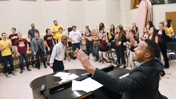 ASU gospel choir rehearses.