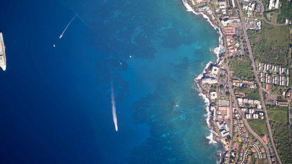 Aerial shot of Hawaii coastline