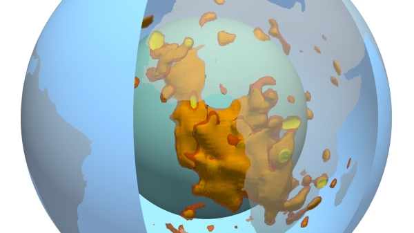 A 3D rendering of the blob in Earth’s mantle beneath Africa.