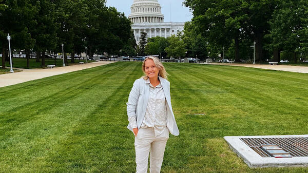 ASU student Brianna Stinsman standing in front of the U.S. Capitol in Washington, D.C.