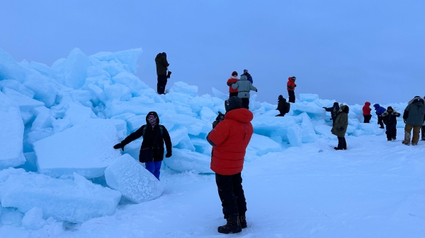 Research team in Arctic ice in Alaska