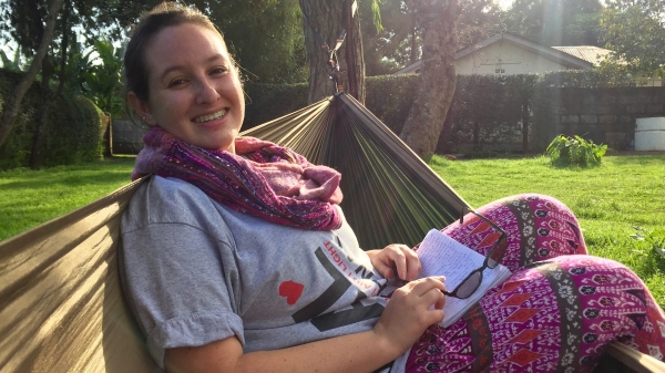 Holly Celaya sits in a hammock