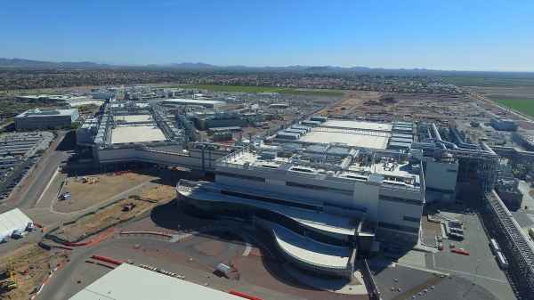 Aerial view of Intel's Fab 42 manufacturing facility in Chandler, Arizona