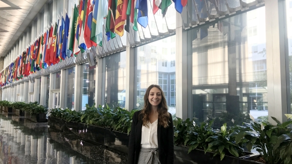Nikki Hinshaw pictured at her internship with The McCain Institute's Policy Design Studio program in Washington D.C. 