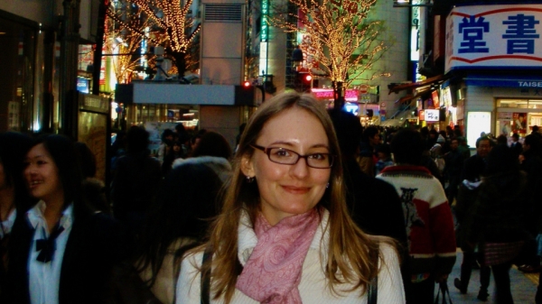 ASU prof Ana Hedberg Olenina standing on a street in Japan