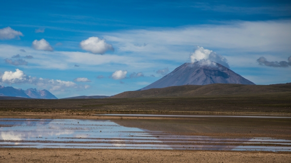 Snow-capped mountain in the distance