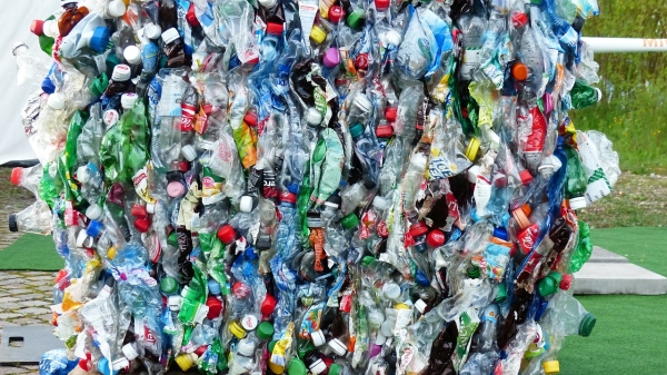 Bale of plastic to be recycled 