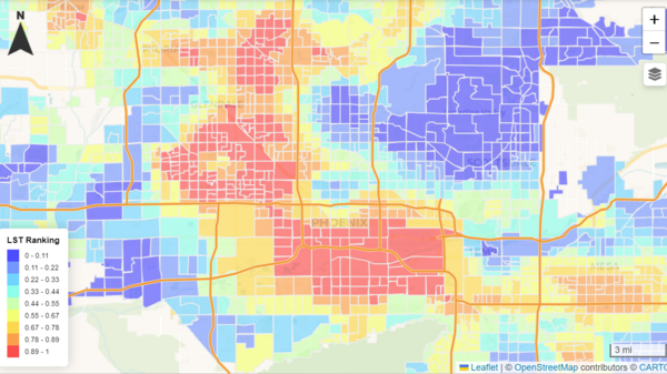 A map shows variances in heat across the Valley. 