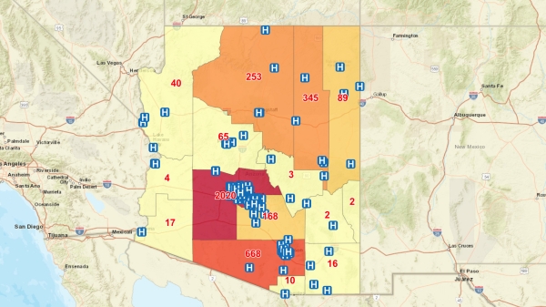  Screenshot of the interactive map featuring a wide-view of Arizona