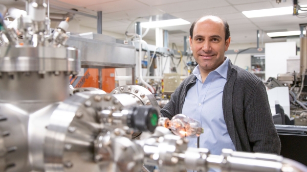 Associate Professor Sefaattin Tongay in his laboratory where he and his collaborators research quantum materials and their applications.