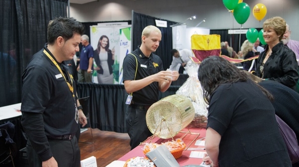 ASU employees visiting vendor tables