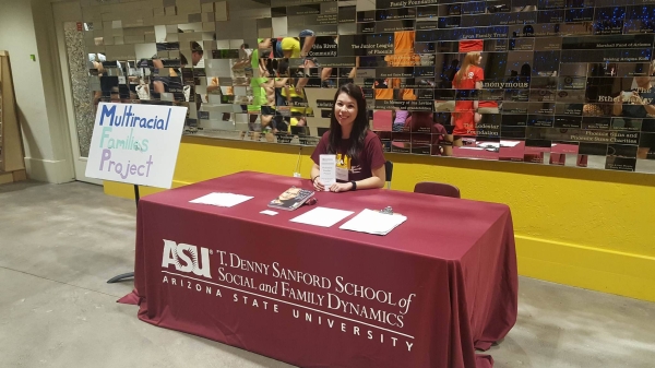 Picture of Annabelle sitting at table during recruitment.