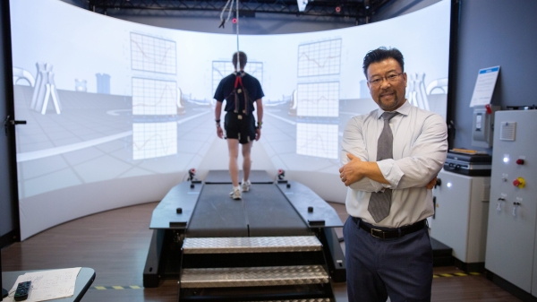 Professor Thurmon Lockhart in his biomechanics laboratory at Arizona State University