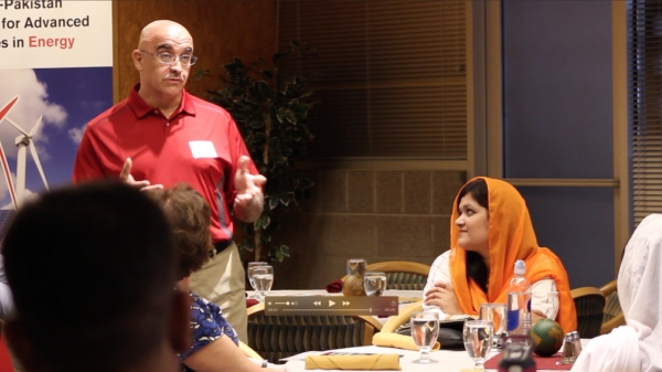 Sayfe Kiaei, director of U.S.-Pakistan Centers for Advanced Studies in Energy and a professor of electrical engineering in the Ira A. Fulton Schools of Engineering, welcomes the second cohort of Pakistani exchange students to ASU for the fall semester